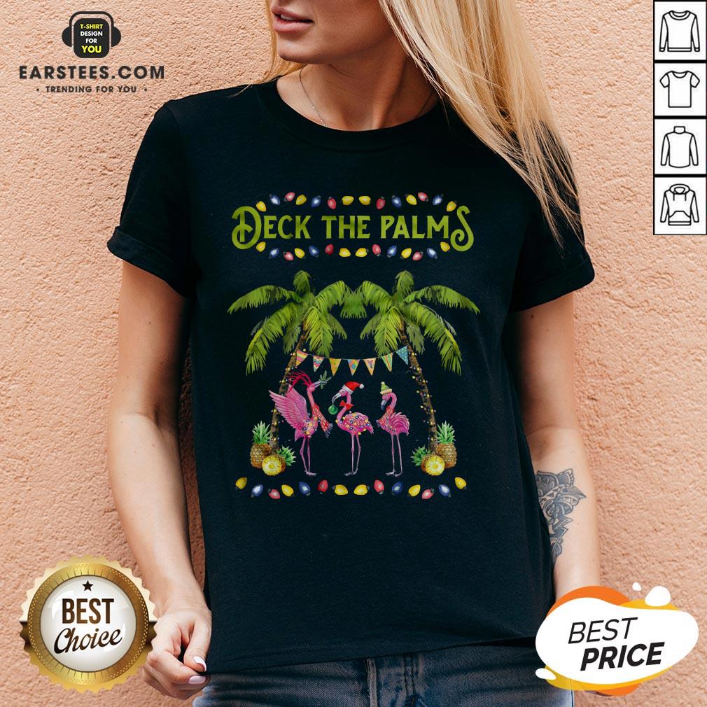 Good Deck The Palms Merry Flamingo Christmas Shirt - Image 3