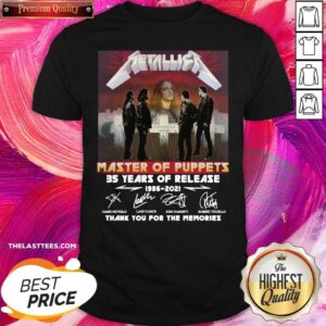 Official Metallica Master Of Puppets 35 Years Of Release Thank You For The Memories Signatures Shirt