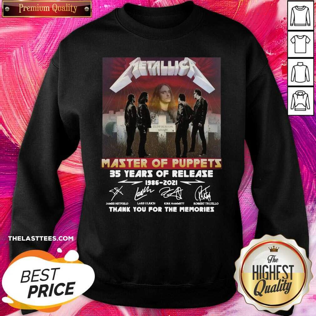 Official Metallica Master Of Puppets 35 Years Of Release Thank You For The Memories Signatures Shirt - Image 4