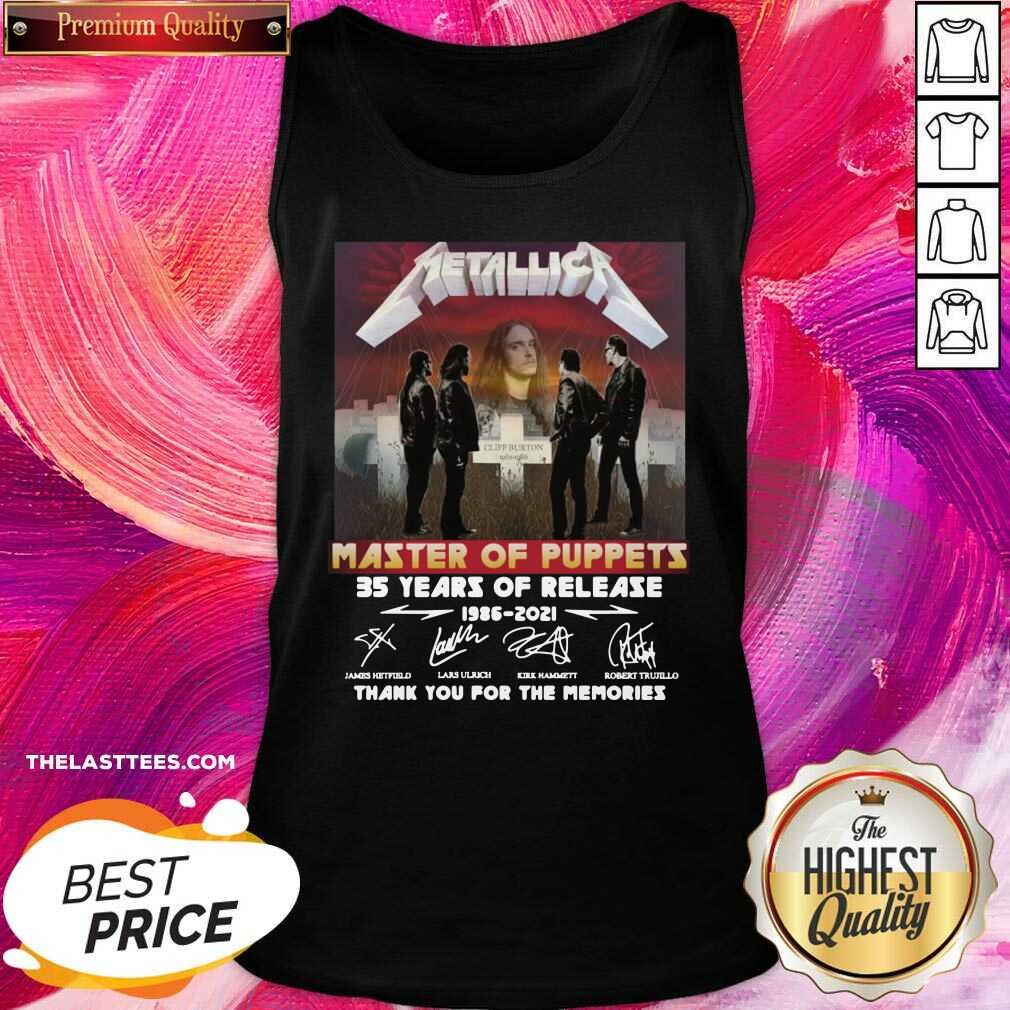 Official Metallica Master Of Puppets 35 Years Of Release Thank You For The Memories Signatures Shirt - Image 3