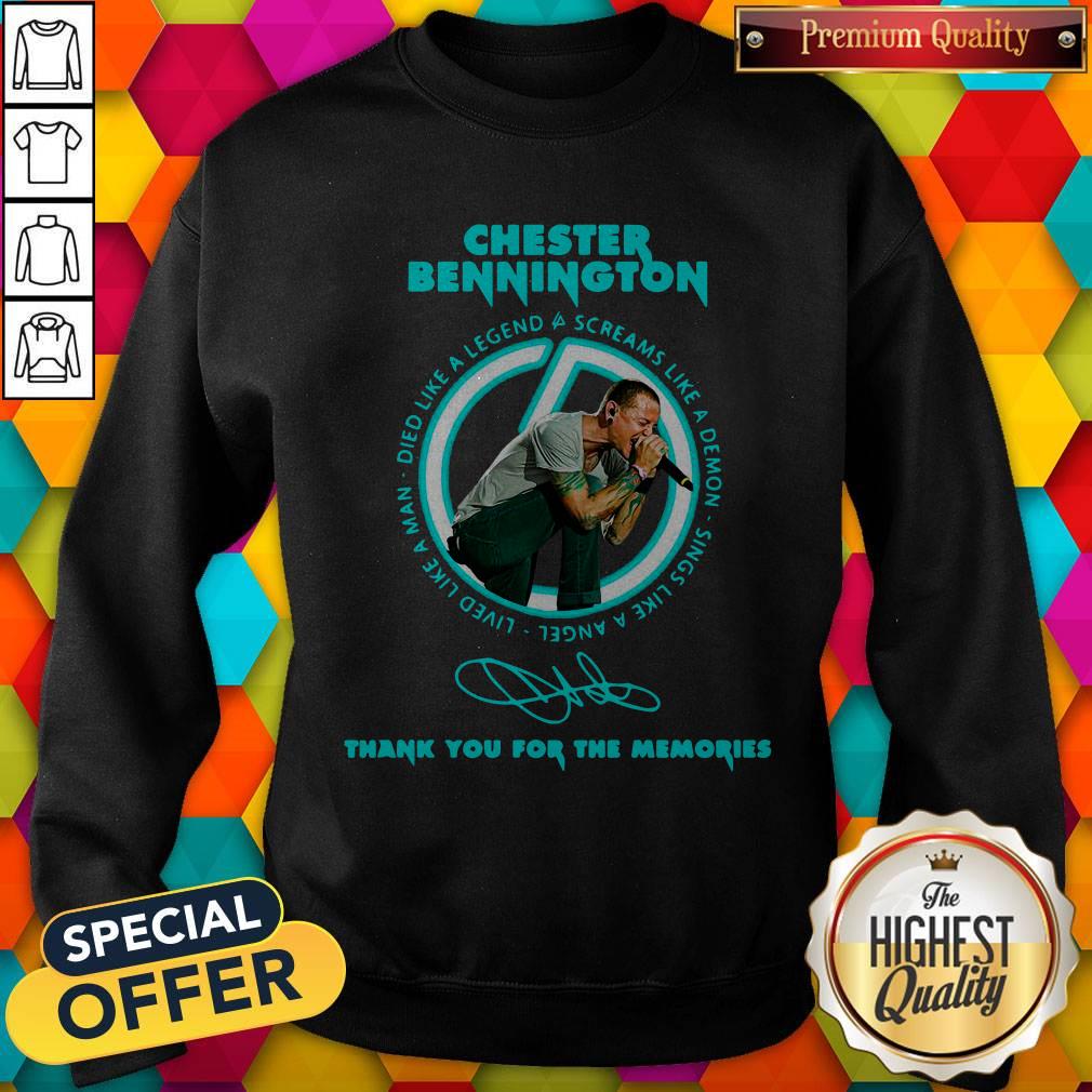 Top Chester Bennington Thank You For The Memories Signature Shirt - Image 3