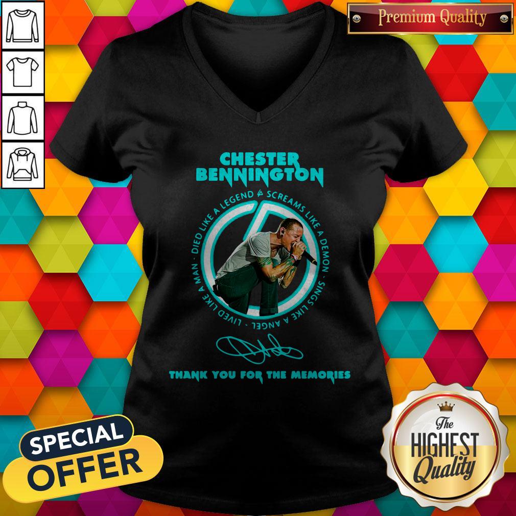 Top Chester Bennington Thank You For The Memories Signature Shirt - Image 5