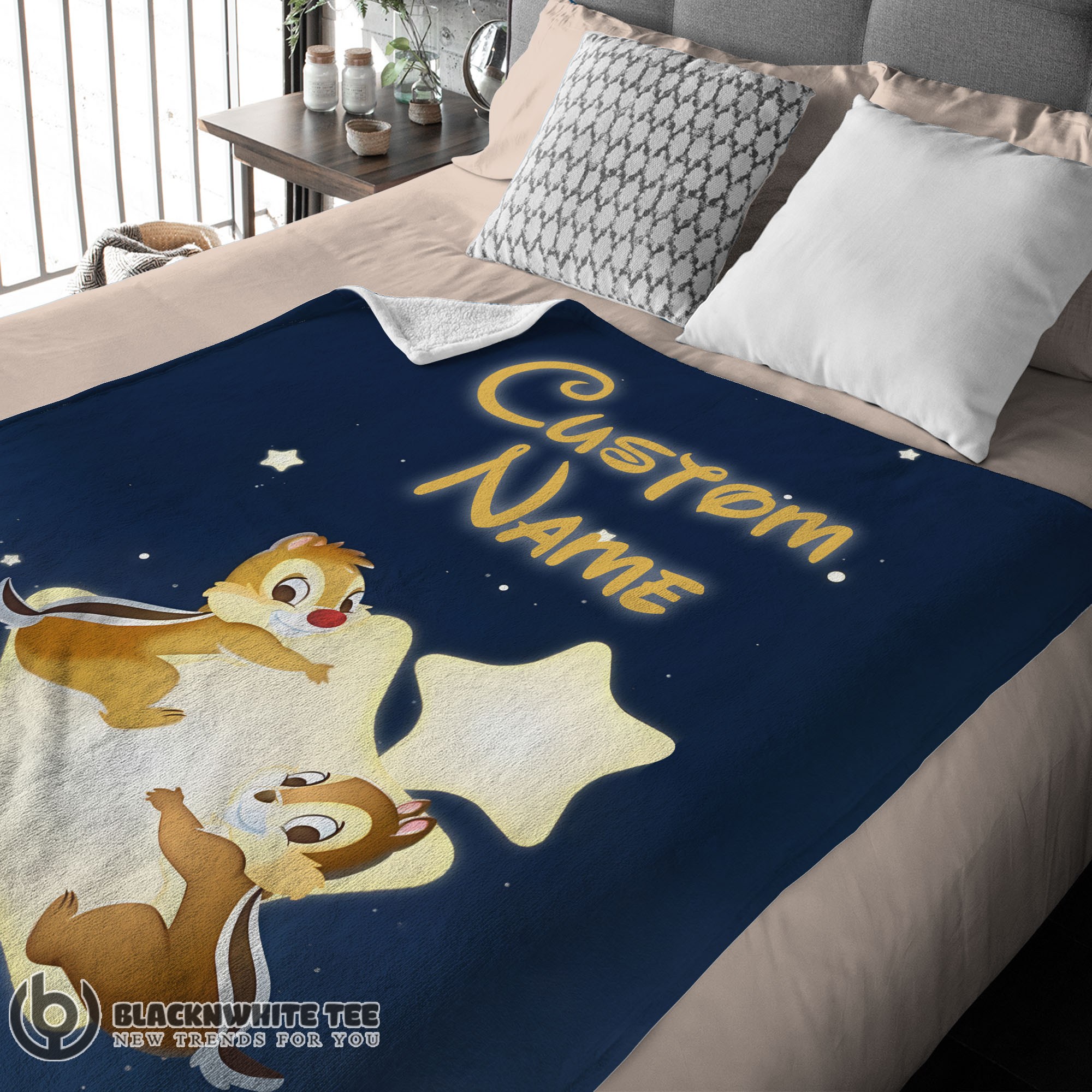Happy Hot Disney Cartoon Chip And Dale Cute Blanket Fleece Customized Blanket - Image 3