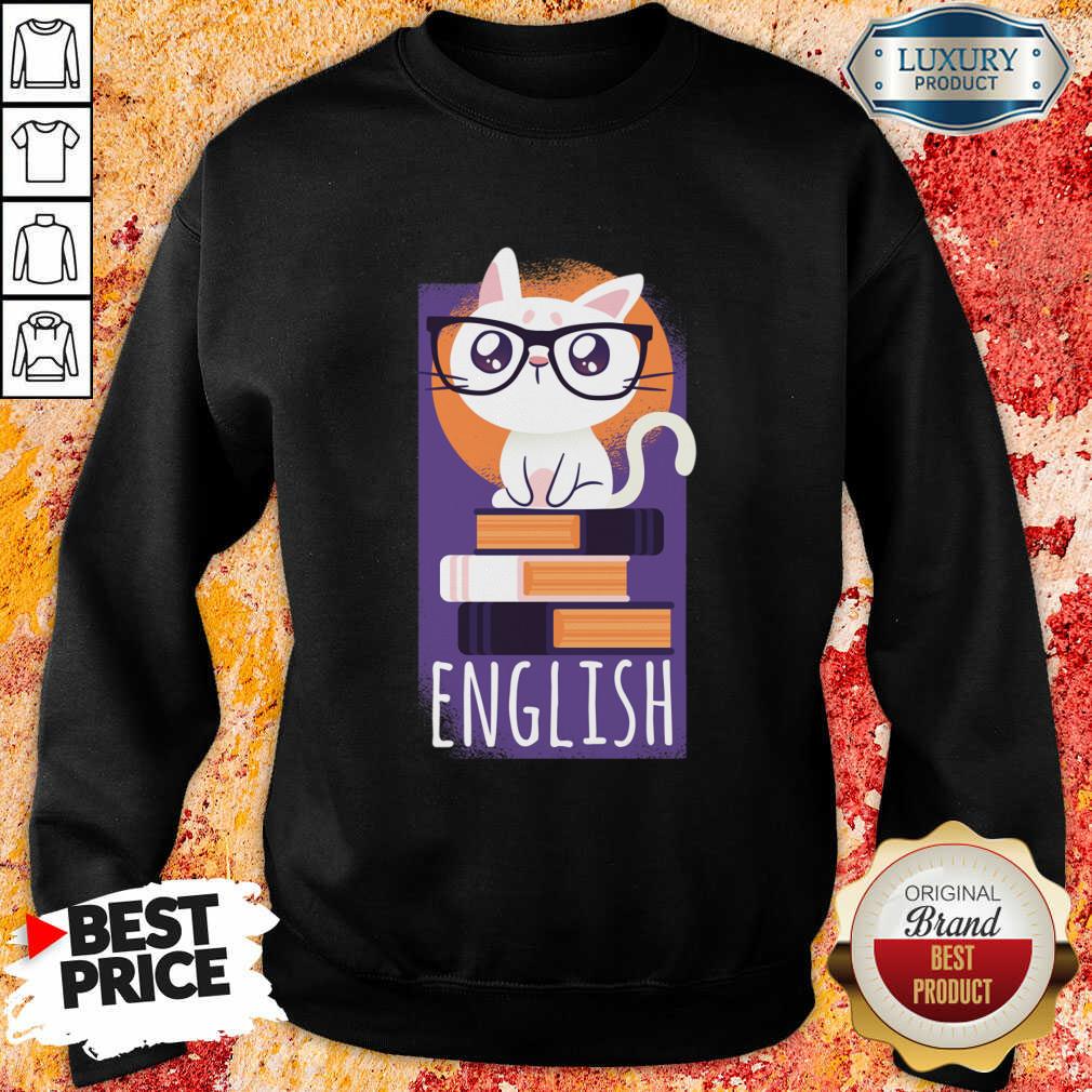 Nerd Cat English Book Shirt - Image 3