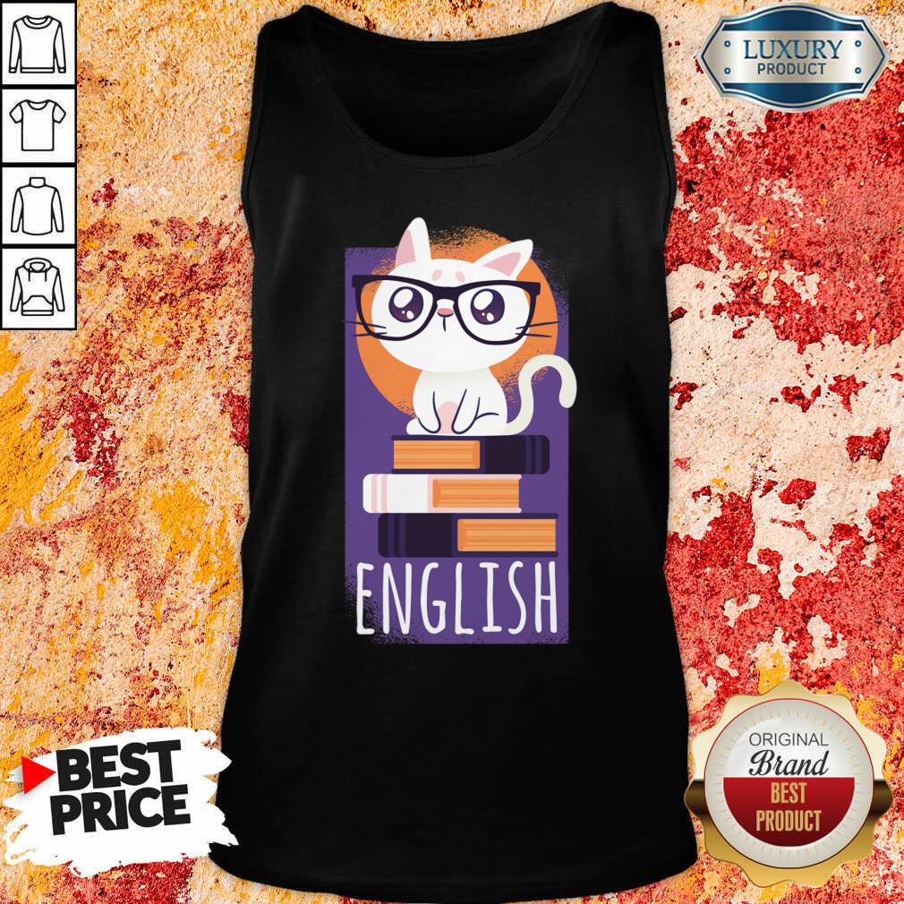 Nerd Cat English Book Shirt - Image 2