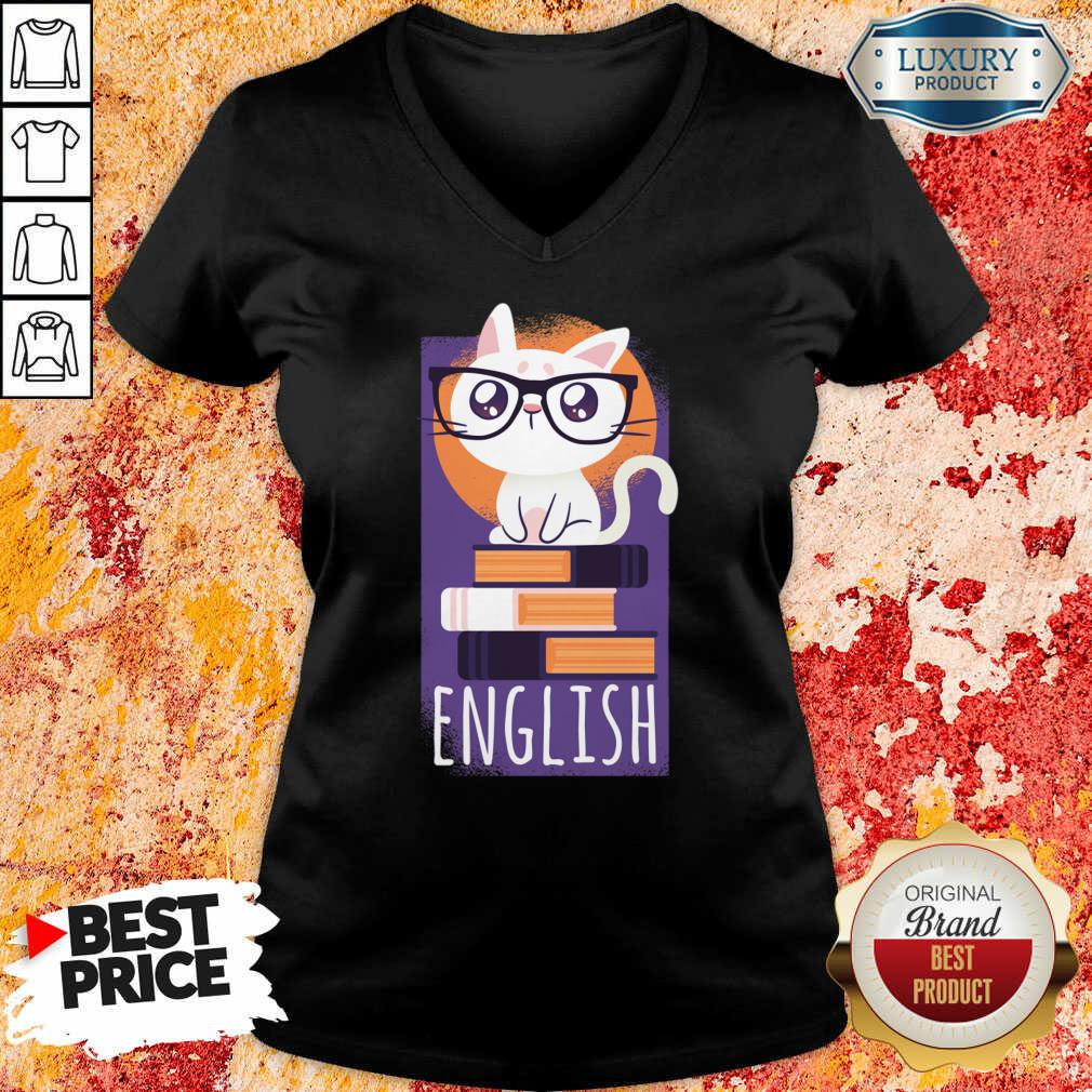 Nerd Cat English Book Shirt - Image 5