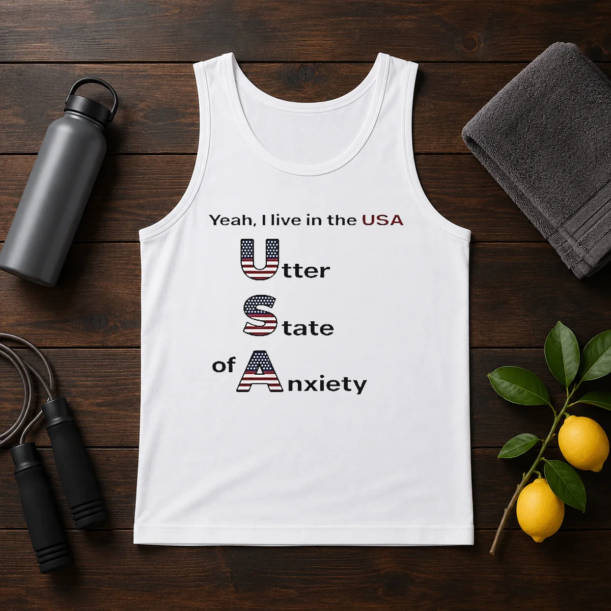 Official Yeah I Live In The USA Utter State Of Anxiety Shirt - Image 3