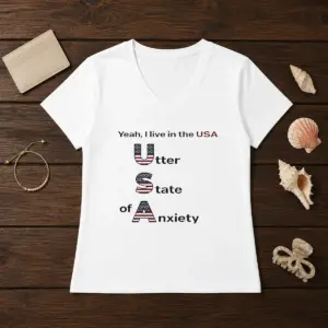 Alternative view of Official Yeah I Live In The USA Utter State Of Anxiety Shirt