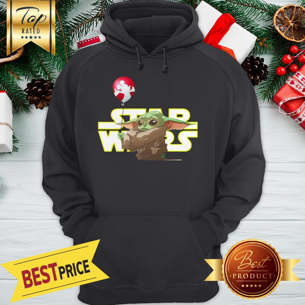 Star Wars Baby Yoda Hand Holding Balloon Mickey Mouse Shirt - Image 5