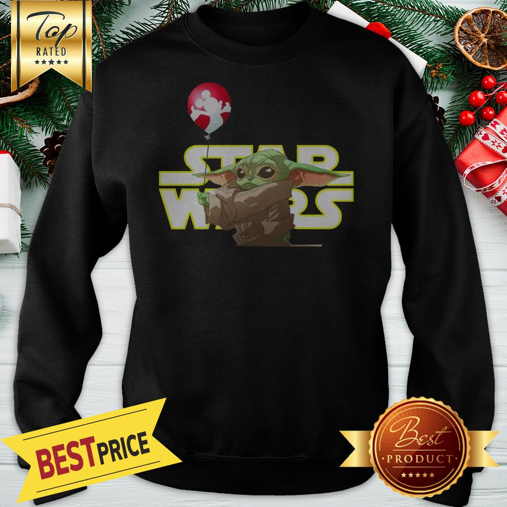 Star Wars Baby Yoda Hand Holding Balloon Mickey Mouse Shirt - Image 4