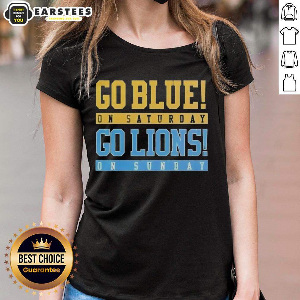 Official Go Blue On Saturday Go Detroit Lions On Sunday T-Shirt - Image 3