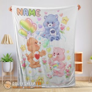 Officical Hot Cute Care Bears Friends Blanket Fleece Customized Blanket