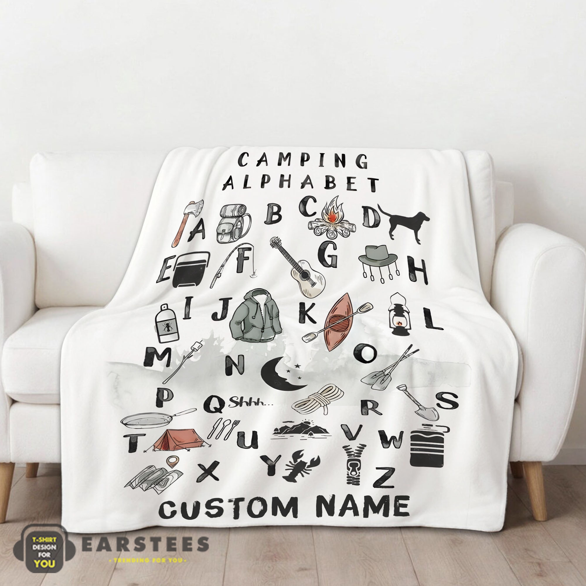 Good Camping Equipment Camping Alphabet Blanket Fleece Customized Blanket - Image 2