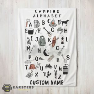 Good Camping Equipment Camping Alphabet Blanket Fleece Customized Blanket