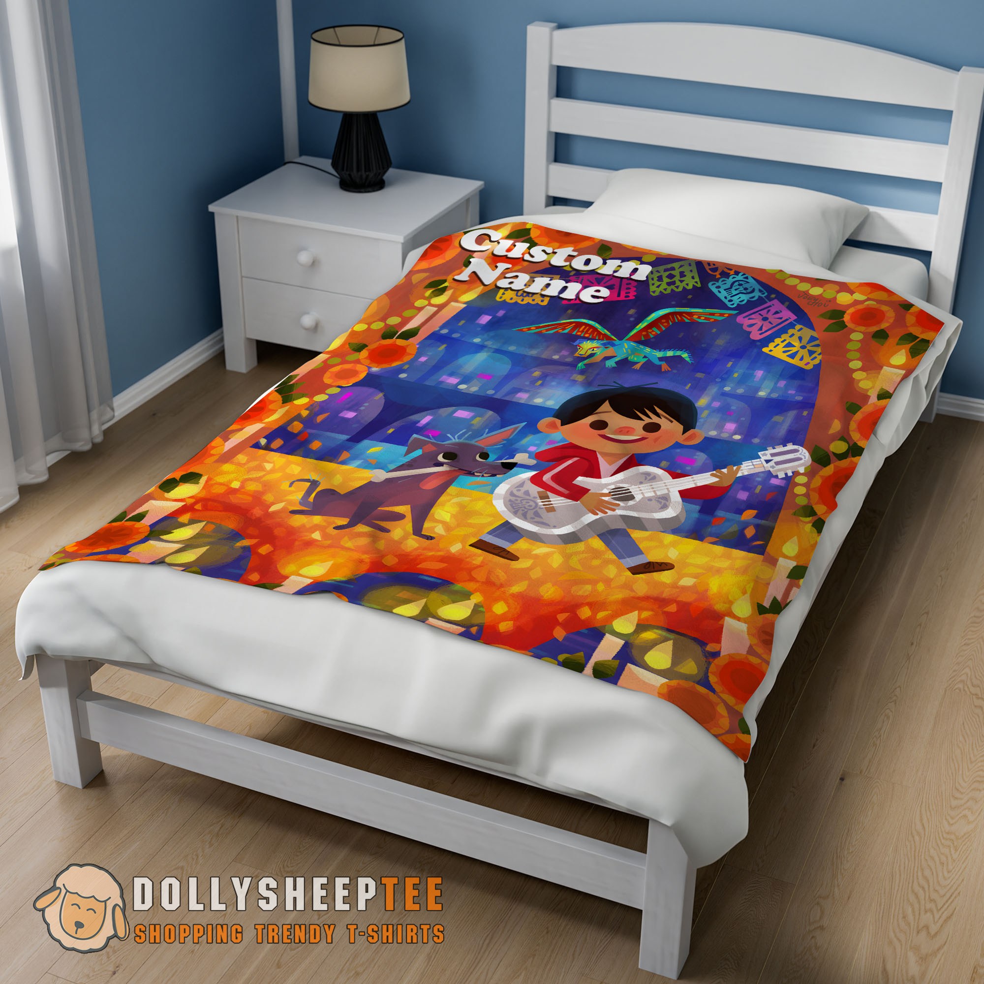 Perfect Disney Cartoon COCO Boy With Guitar Cute Blanket Fleece Customized Blanket - Image 2