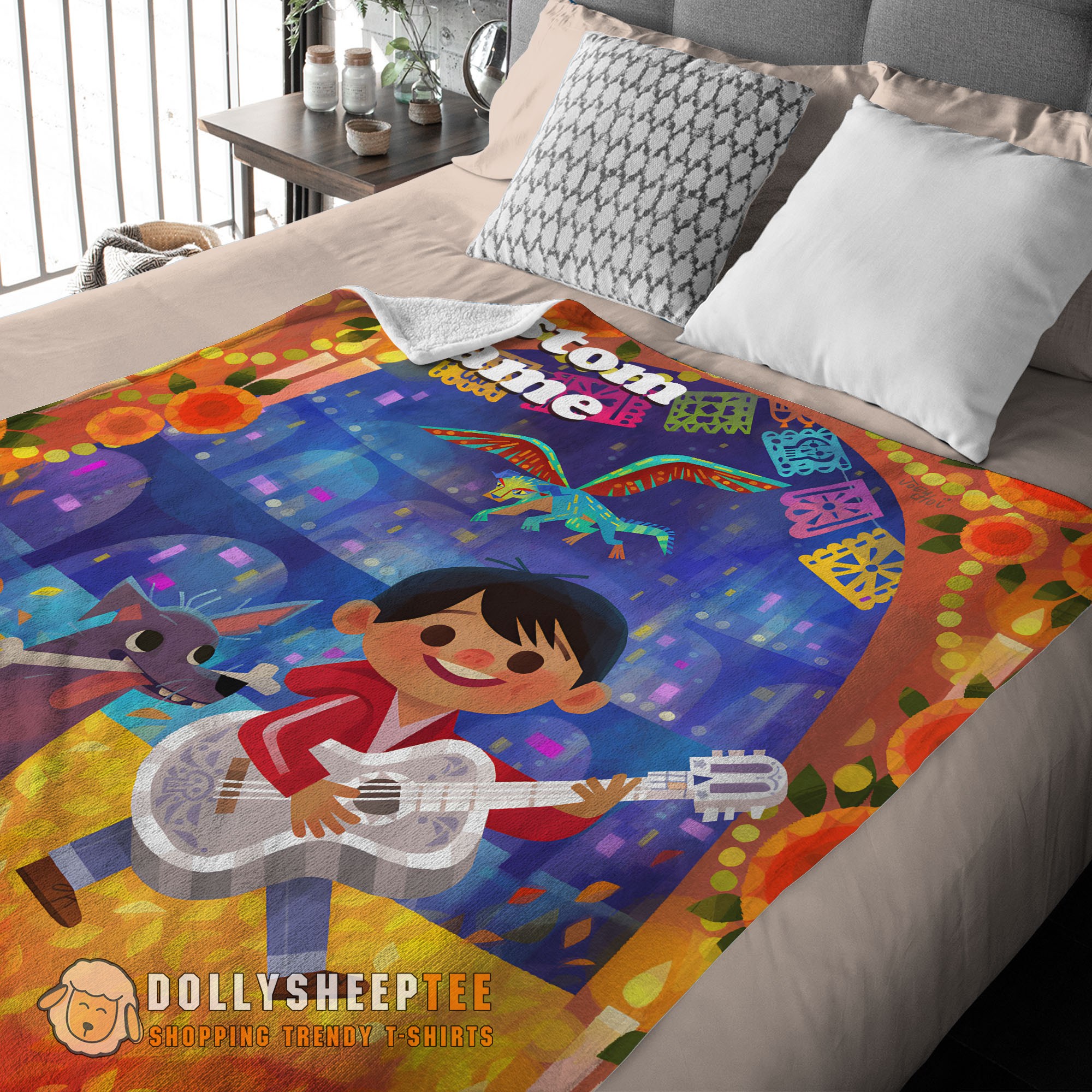 Perfect Disney Cartoon COCO Boy With Guitar Cute Blanket Fleece Customized Blanket - Image 3