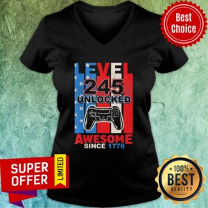 Alternative view of Gamepad Level 245 Unlocked Awesome Since 1776 Video Gamer 4th July USA Flag Shirt