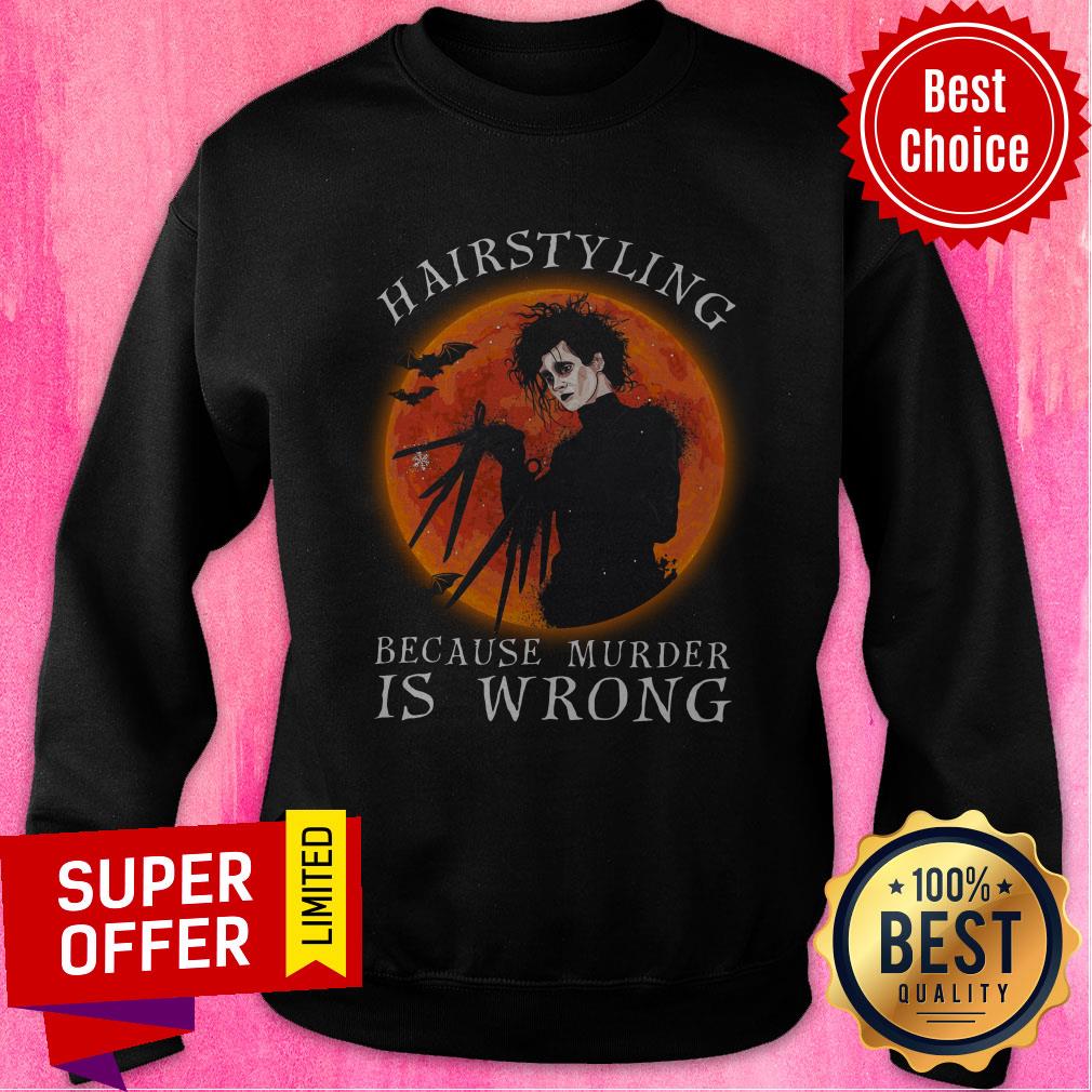 Premium Hairstyling Because Murder Is Wrong Halloween Shirt - Image 2