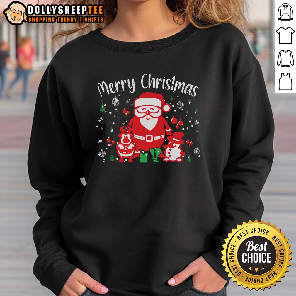Pretty Merry Christmas Santa Snowman Cute T-Shirt - Image 5
