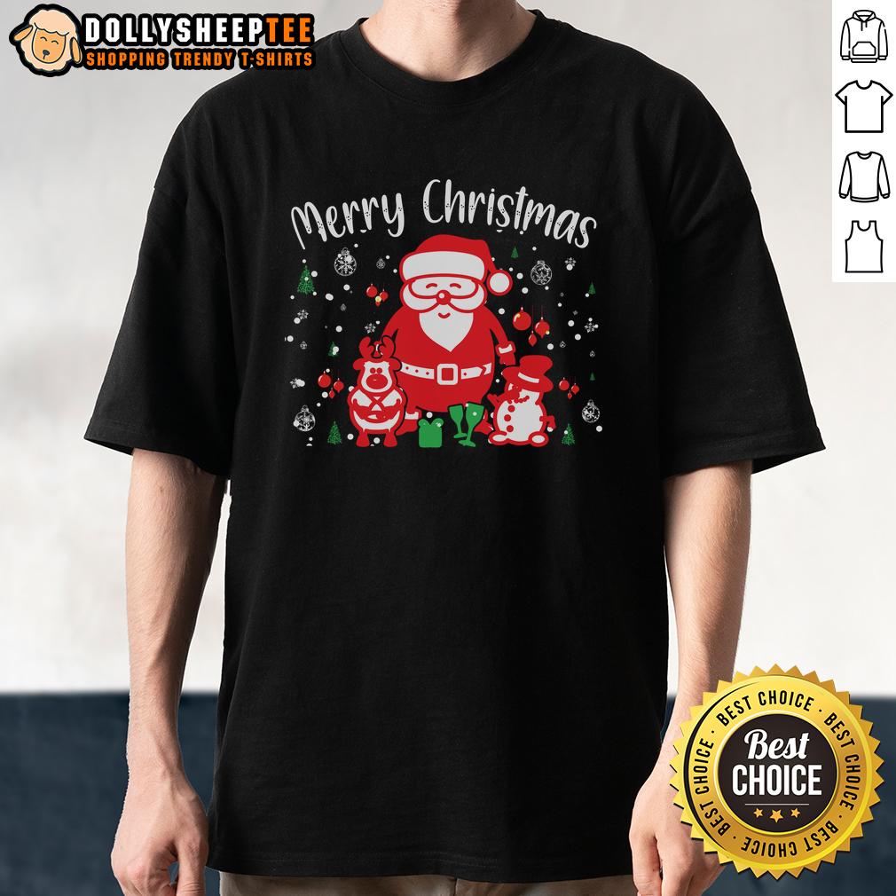 Pretty Merry Christmas Santa Snowman Cute T-Shirt