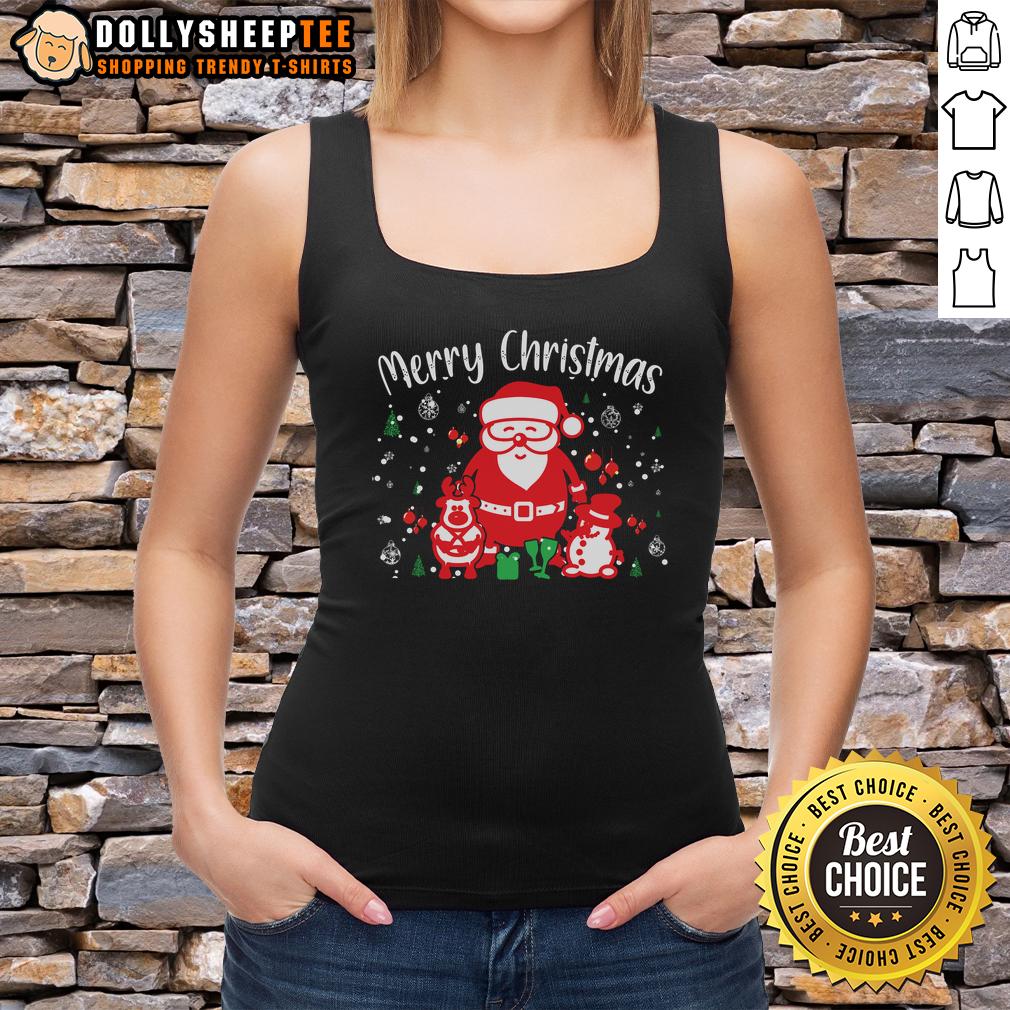Pretty Merry Christmas Santa Snowman Cute T-Shirt - Image 4