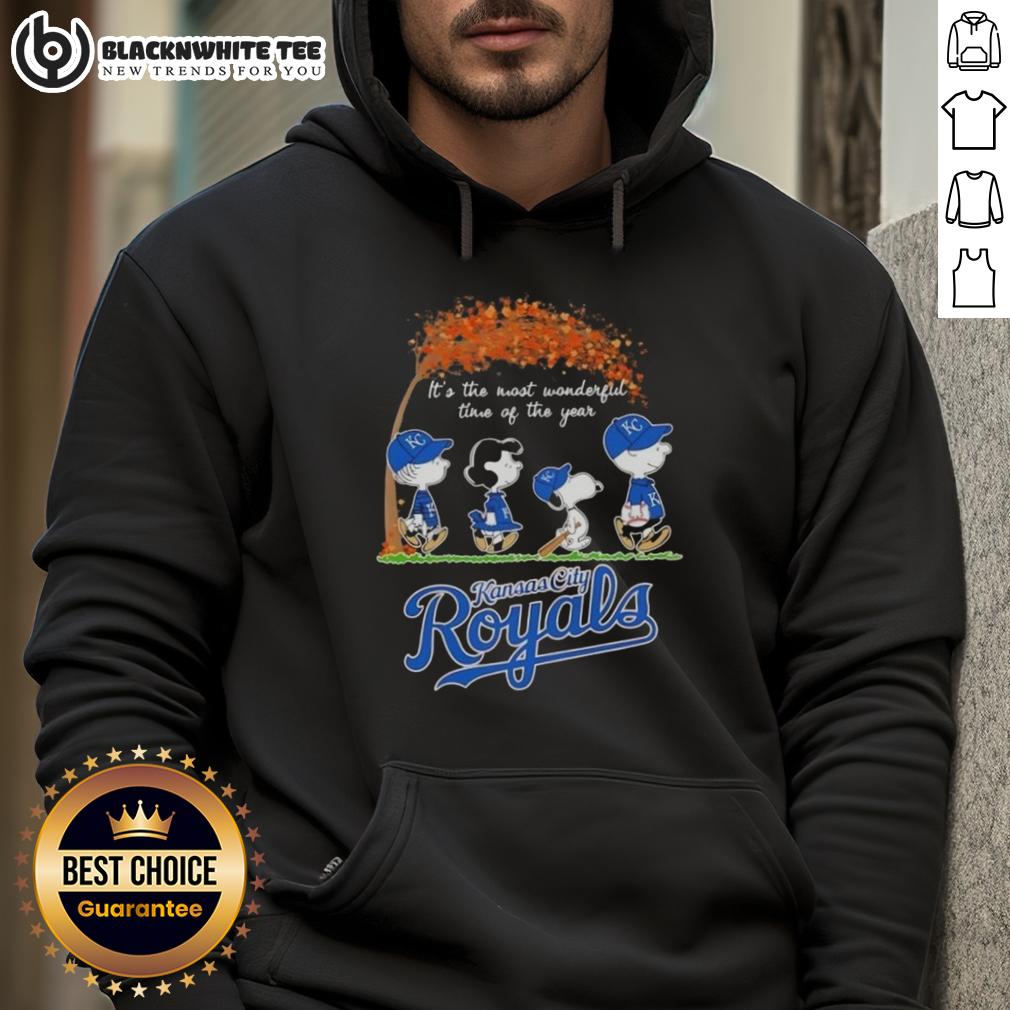 Awesome Kansas City Royals X Peanuts Snoopy And Friends Autumn It's The Most Wonderful Time Of The Year T-Shirt - Image 2