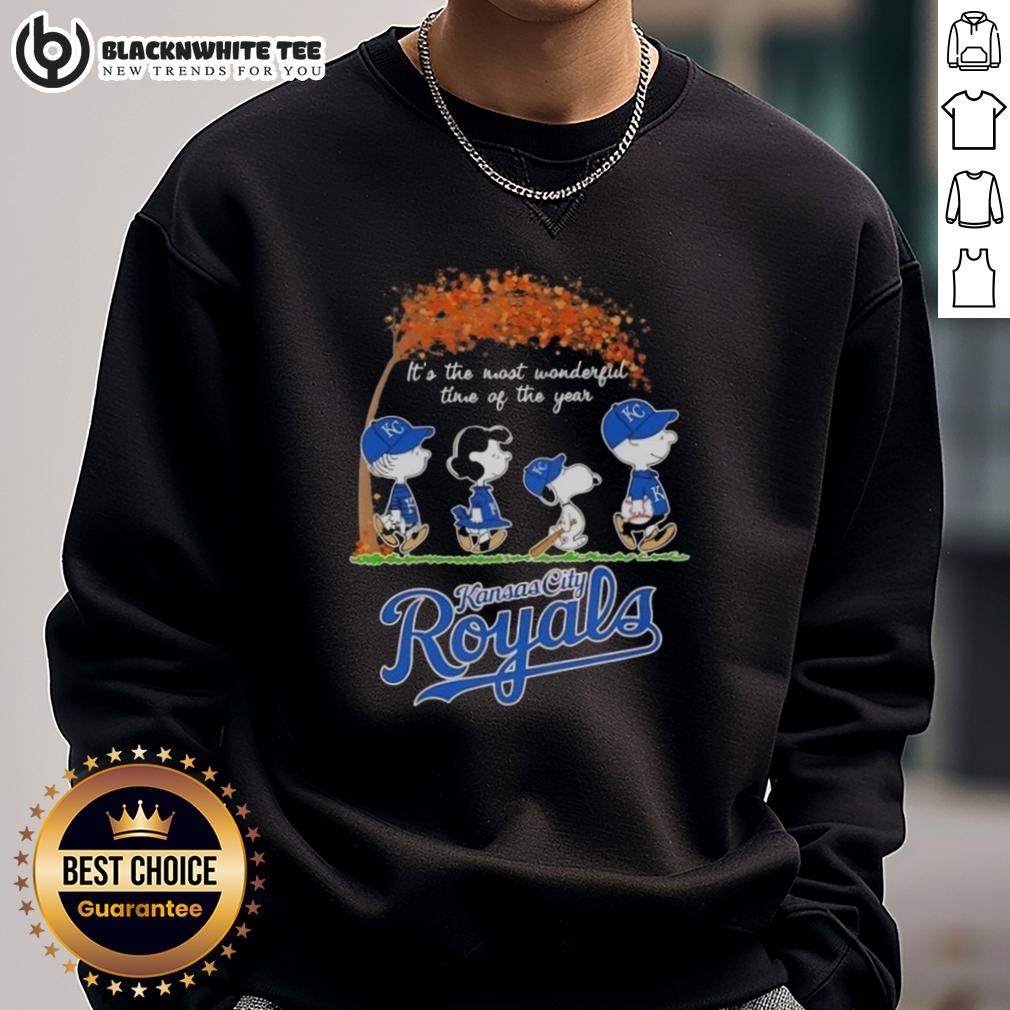 Awesome Kansas City Royals X Peanuts Snoopy And Friends Autumn It's The Most Wonderful Time Of The Year T-Shirt - Image 5