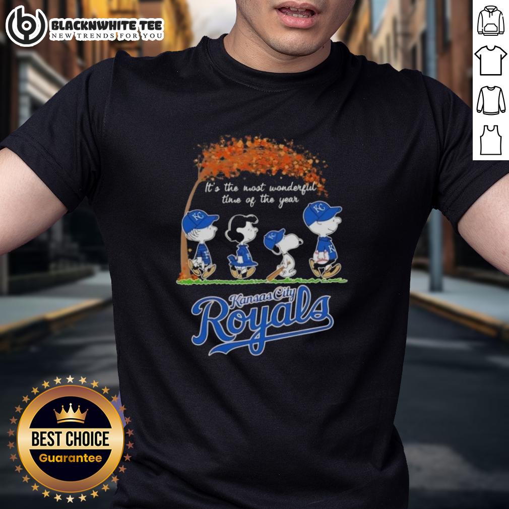 Awesome Kansas City Royals X Peanuts Snoopy And Friends Autumn It's The Most Wonderful Time Of The Year T-Shirt