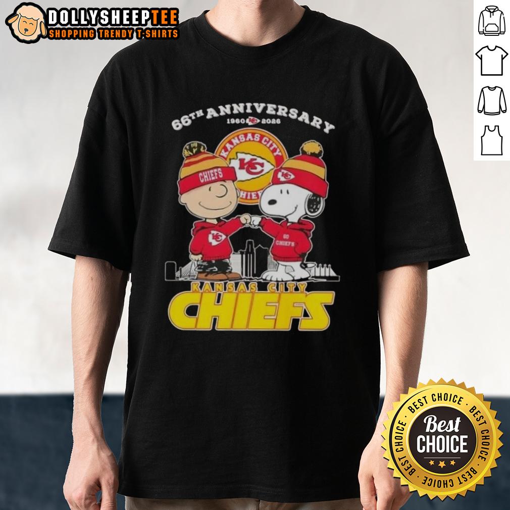 Official Charlie Brown X Snoopy 66th Anniversary 1960 2026 Kansas City Chiefs Skyline T-Shirt
