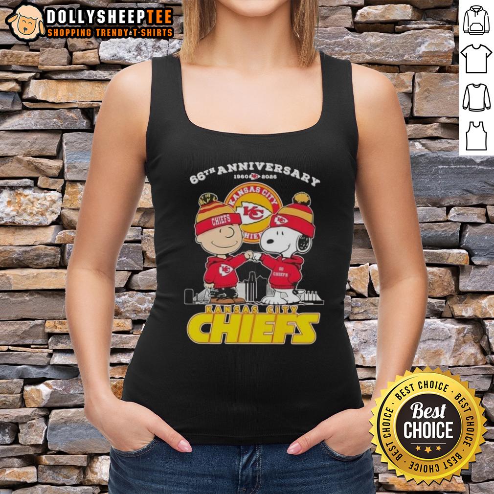 Official Charlie Brown X Snoopy 66th Anniversary 1960 2026 Kansas City Chiefs Skyline T-Shirt - Image 4