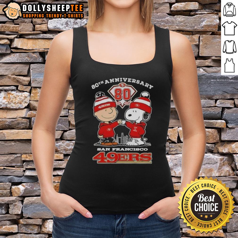 Official Charlie Brown X Snoopy 80th Anniversary 1946 2026 San Francisco 49ers Skyline T-Shirt - Image 4