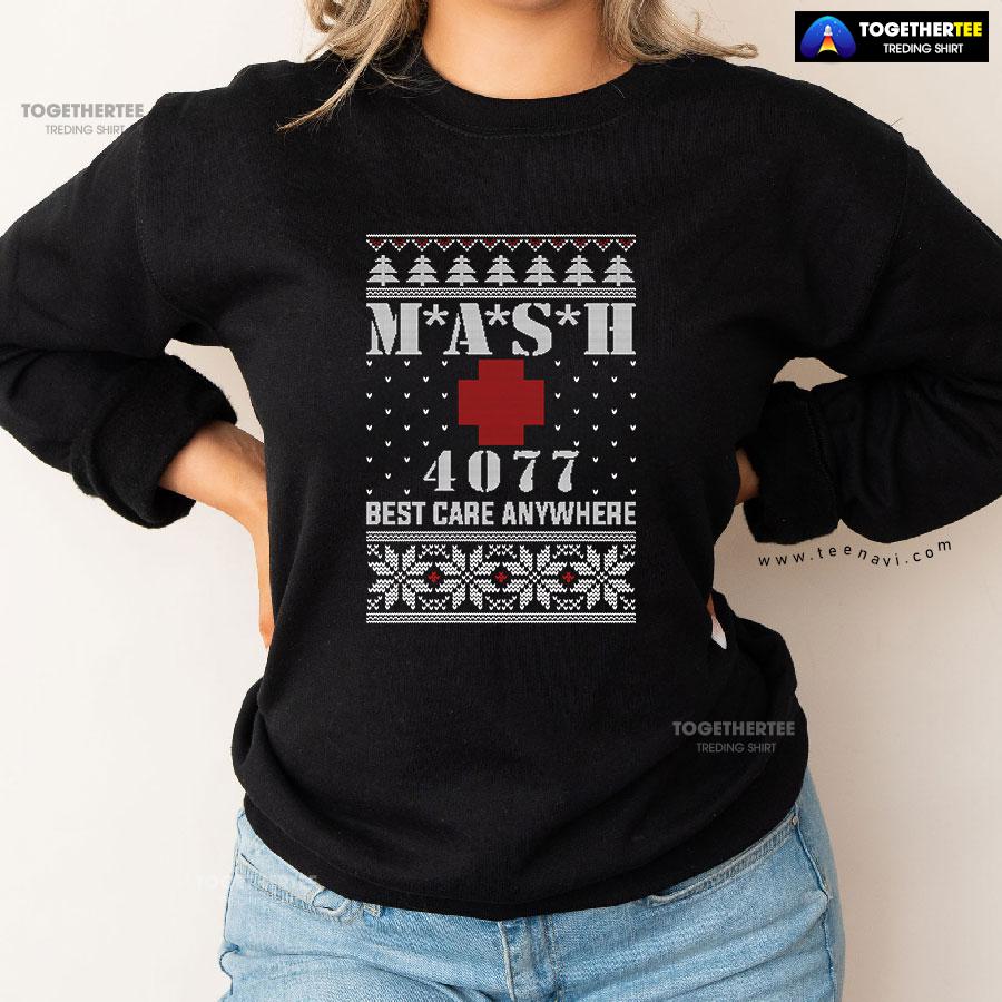 M*A*S*H 4077 Best Care Anywhere Ugly Christmas Sweatshirt - Image 2