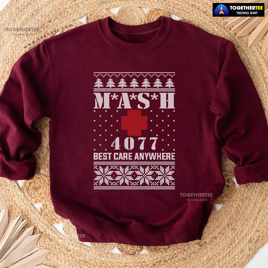 M*A*S*H 4077 Best Care Anywhere Ugly Christmas Sweatshirt - Image 6