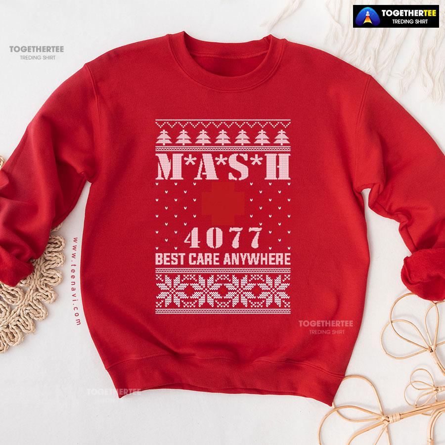 M*A*S*H 4077 Best Care Anywhere Ugly Christmas Sweatshirt - Image 8