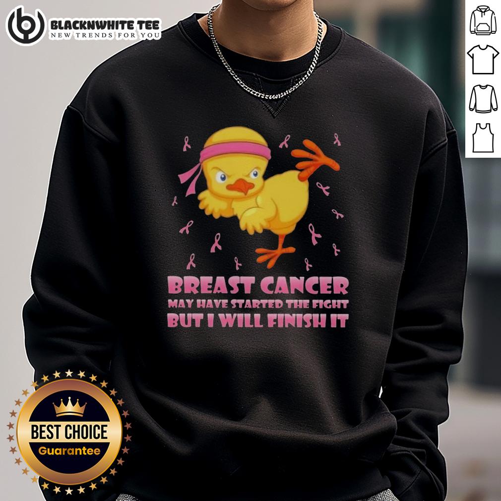 Official Cartoon Chick Karate Kick Breast Cancer May Have Started The Fight But I Will Finish It T-Shirt - Image 5