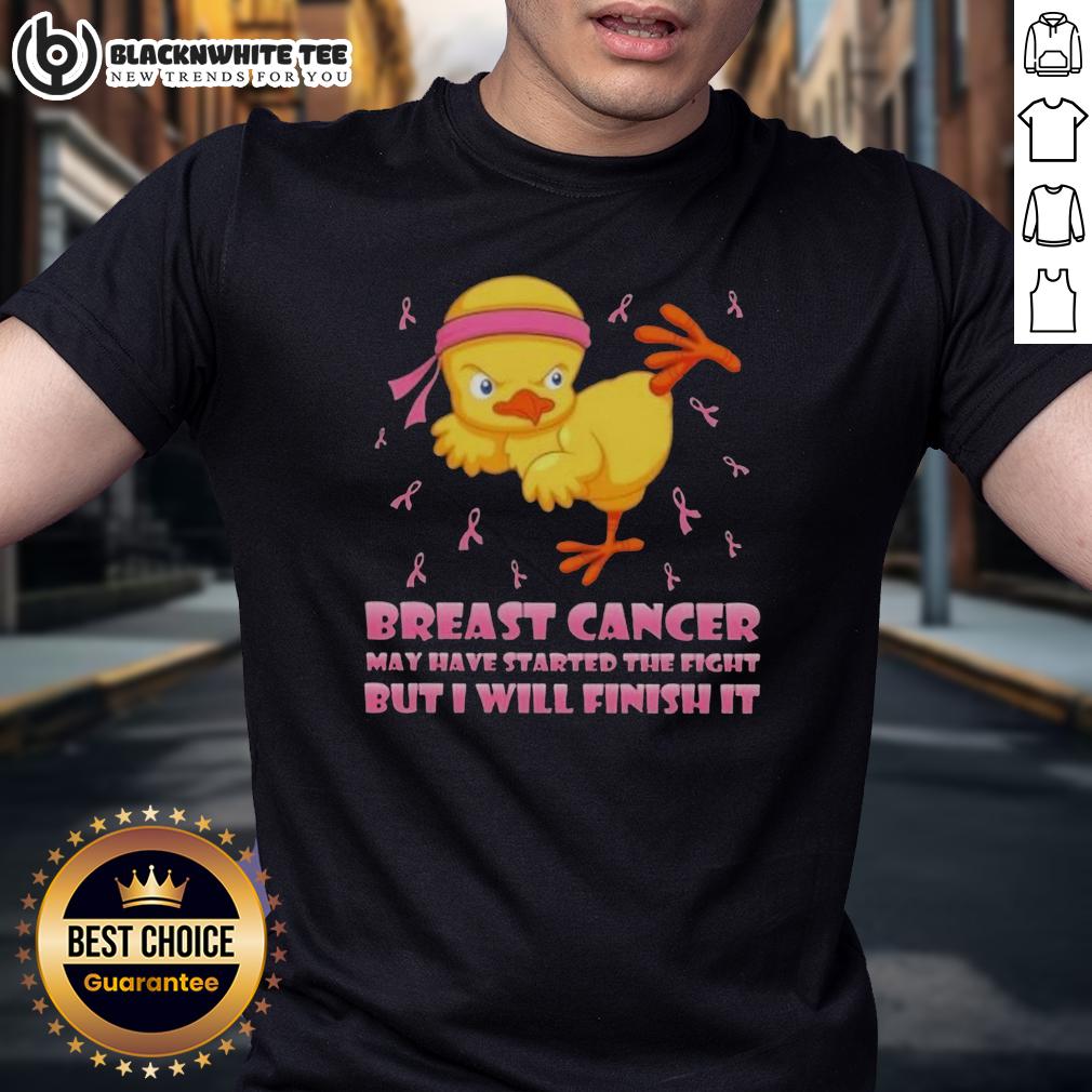 Official Cartoon Chick Karate Kick Breast Cancer May Have Started The Fight But I Will Finish It T-Shirt