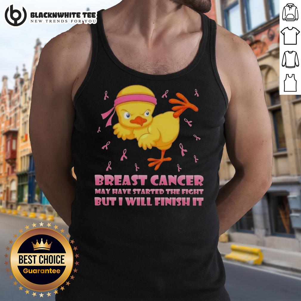 Official Cartoon Chick Karate Kick Breast Cancer May Have Started The Fight But I Will Finish It T-Shirt - Image 4