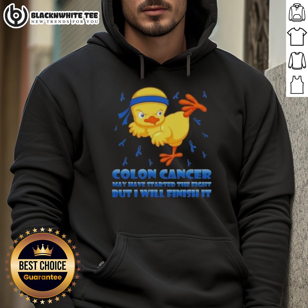 Official Cartoon Chick Karate Kick Colon Cancer May Have Started The Fight But I Will Finish It T-Shirt - Image 2