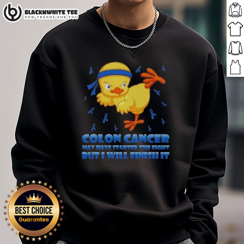 Official Cartoon Chick Karate Kick Colon Cancer May Have Started The Fight But I Will Finish It T-Shirt - Image 5