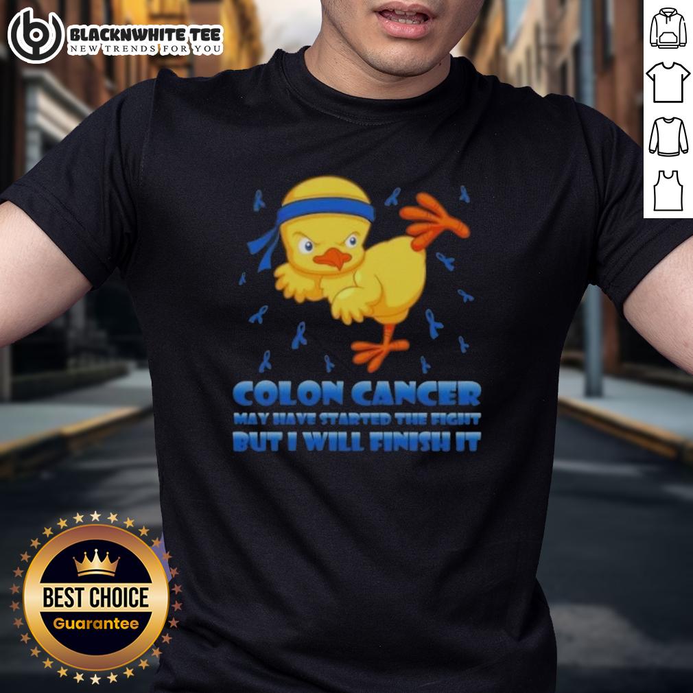 Official Cartoon Chick Karate Kick Colon Cancer May Have Started The Fight But I Will Finish It T-Shirt