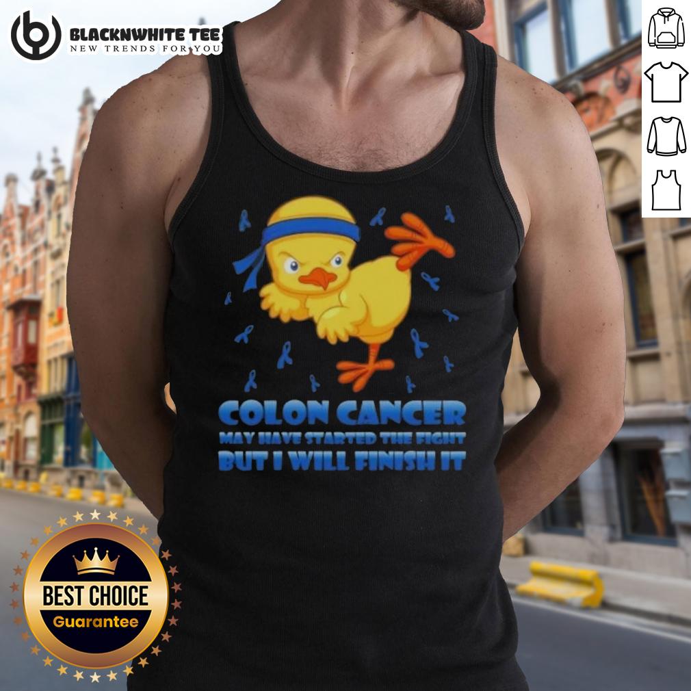 Official Cartoon Chick Karate Kick Colon Cancer May Have Started The Fight But I Will Finish It T-Shirt - Image 4