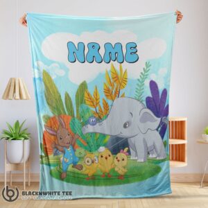 Perfect Hot Cute Elephant Safari Animal For Boys Customized Blanket