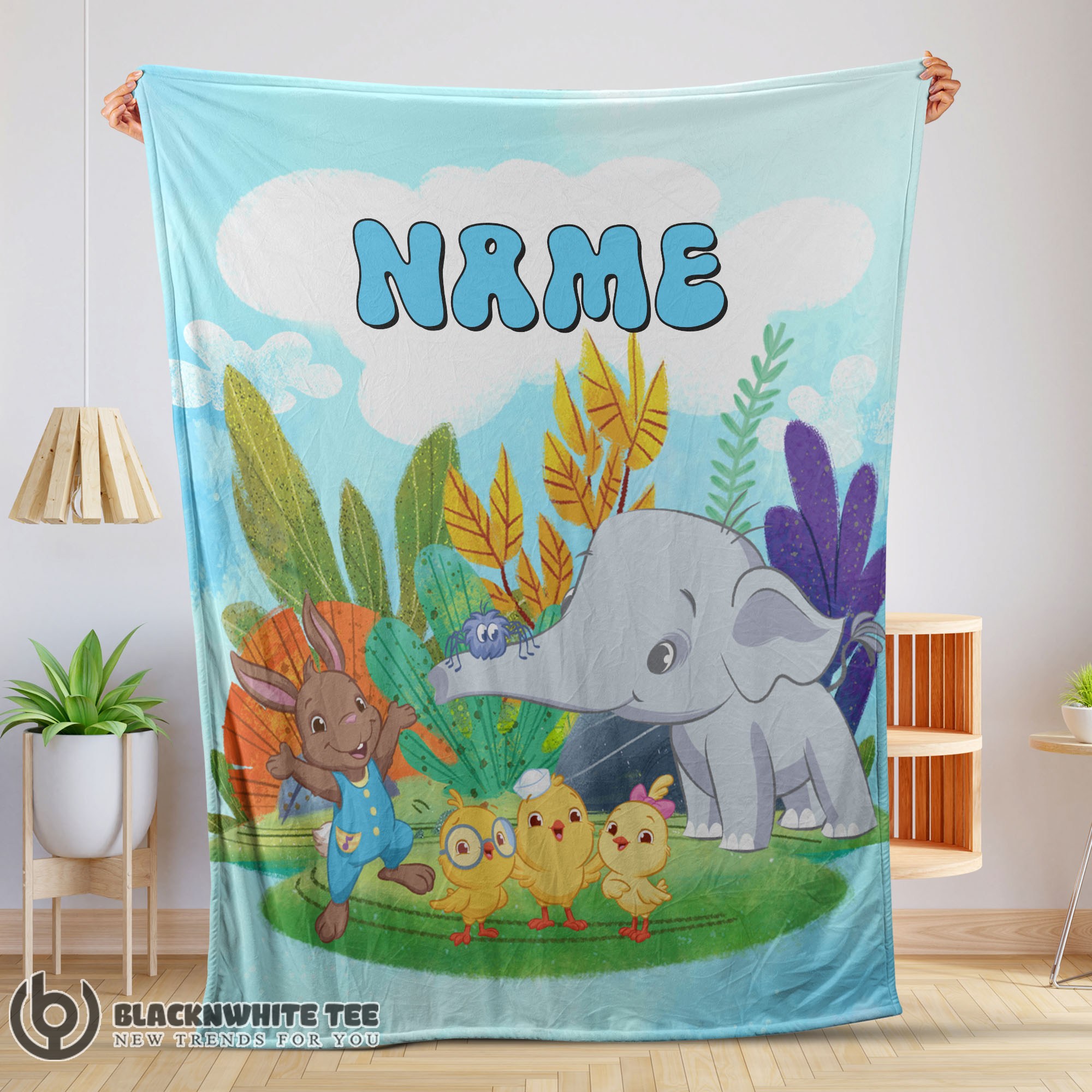Perfect Hot Cute Elephant Safari Animal For Boys Customized Blanket