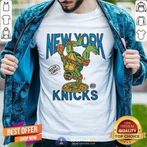 Teenage Mutant Ninja Turtles Michelangelo New York Knicks Pizza T-shirt