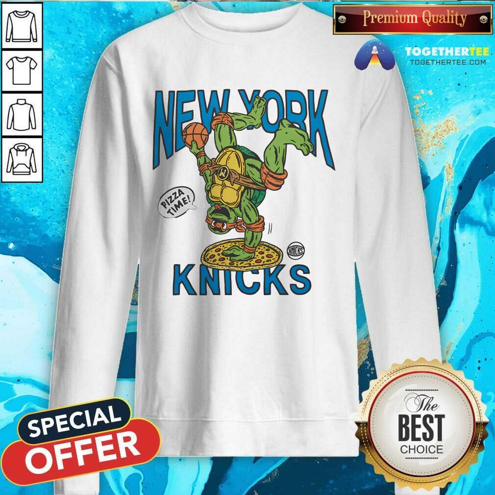 Teenage Mutant Ninja Turtles Michelangelo New York Knicks Pizza T-shirt - Image 4