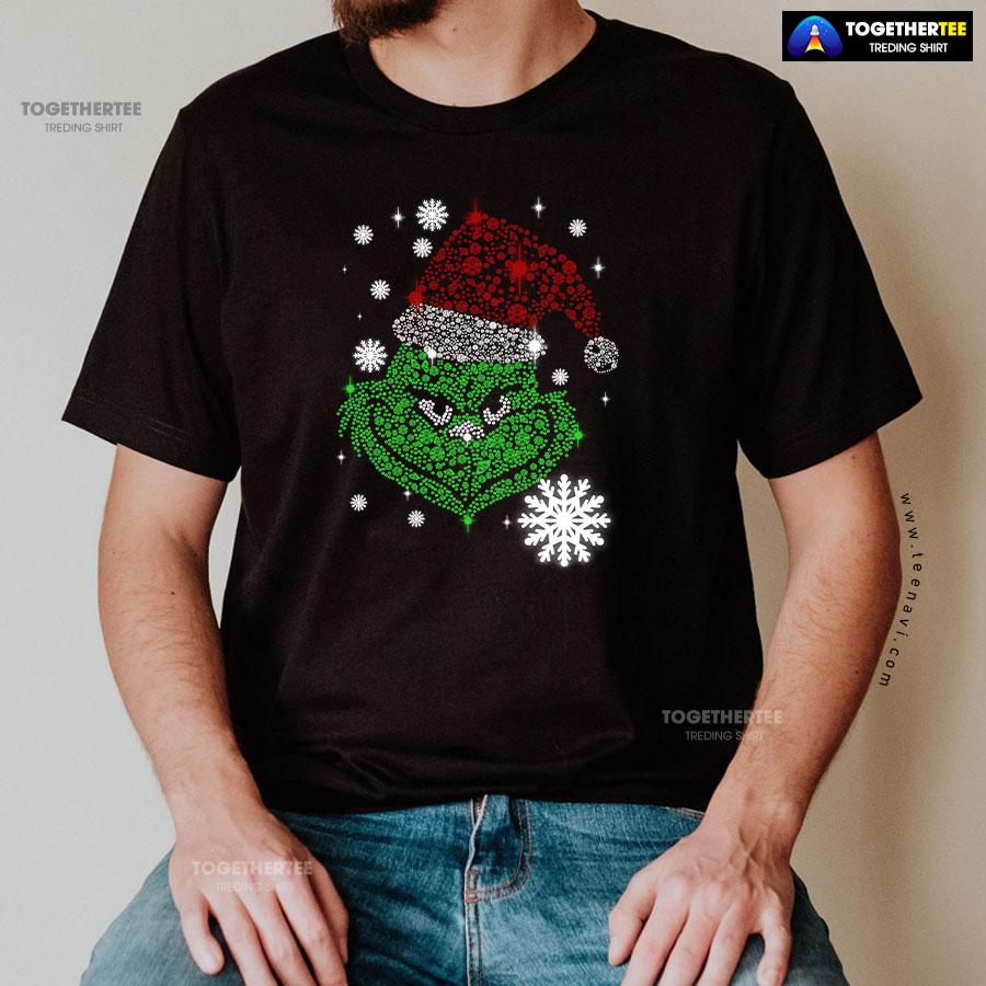 Funny Grinch Diamond Christmas T-Shirt - Image 2