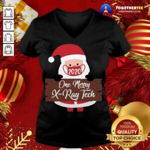 Alternative view of Great Santa Claus Face Mask 2020 One Merry X-Ray Tech Christmas Shirt