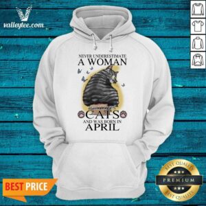 Alternative view of Nice Never Underestimate A Woman Who Loves Cats And Was Born In April Butterflies Shirt