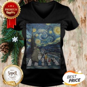 Alternative view of Studio Ghibli Friends And Starry Night Abbey Road Van Gogh Shirt