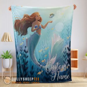 Awesome Disney The Little Mermaid Ariel Princess Fleece Family Princess Customized Blanket